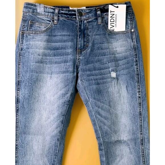 EVIDNT Anthropologie Sz26 Tate Skinny Distressed BlueJeans 3” Slit Pant Cuff Cr6 - Picture 3 of 7